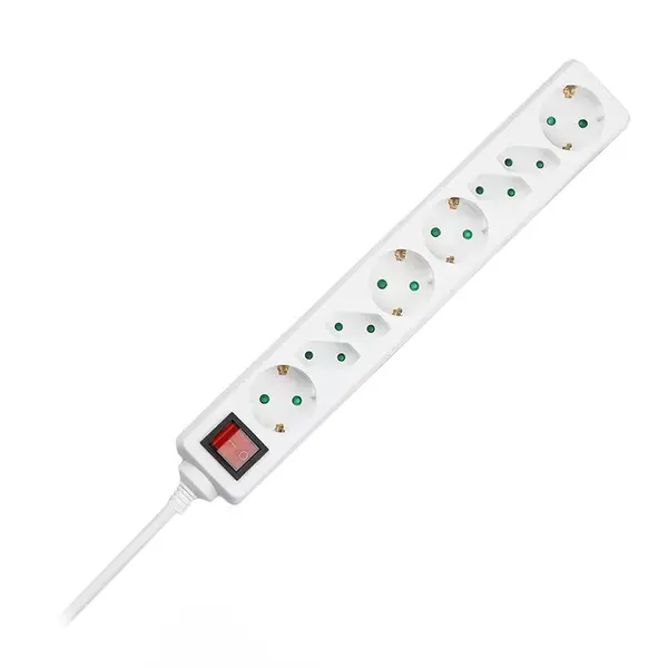 Prelungitor V-tac, 8 cai cu intrerupator, 1.5 m, 3G1.5 mm², alb, SKU-8772
