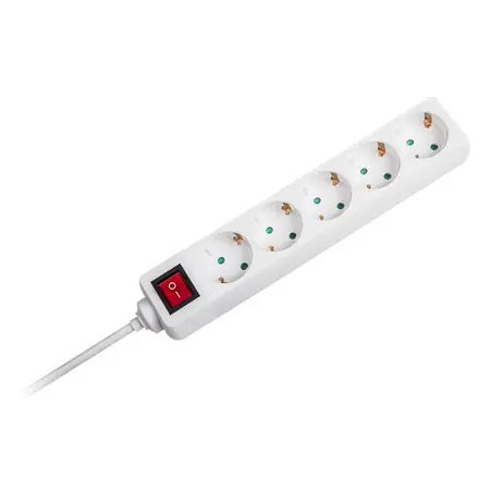 Prelungitor V-TAC VT-1115 cu 5 Prize si Intrerupator, Cablu 1.5m, 16A, 3680W, Alb