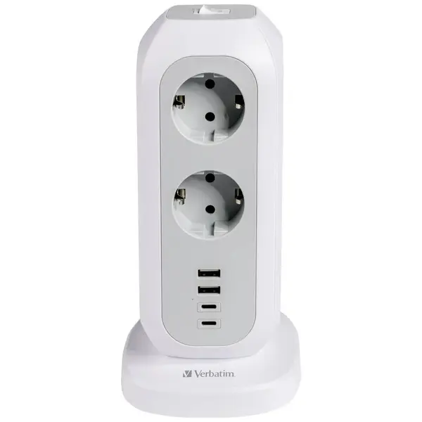 Prelungitor Verbatim Tip Turn EUPT-01, 11 Prize, 2 x USB-C si USB-A, Alb