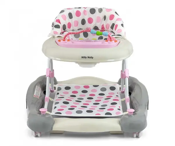 Premergator 2 in 1 Milly Mally Patrol Plus Pastel Dots, mers si balansare, panou educativ