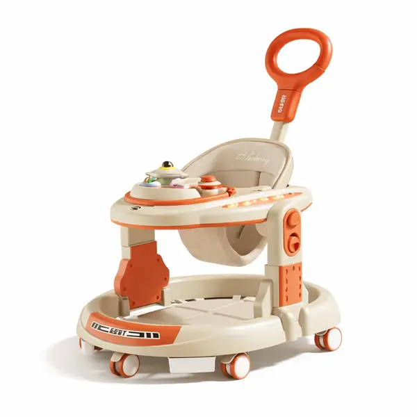 Premergator multifunctional pentru bebelusi cu maner si activitati interactive - Portocaliu