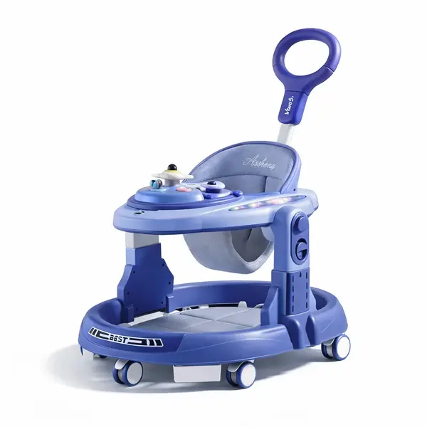 Premergator multifunctional pentru bebelusi cu maner si activitati interactive - Albastru