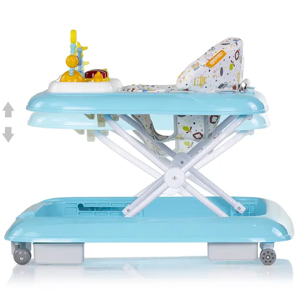 Premergator pentru copii Chipolino Baby Steps Blue cu panou de joaca, inaltime reglabila si tavita detasabila