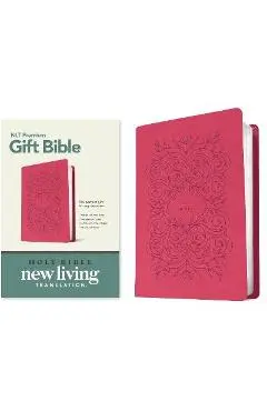 Premium Gift Bible NLT (Red Letter, Leatherlike, Very Berry Pink Vines) - Tyndale