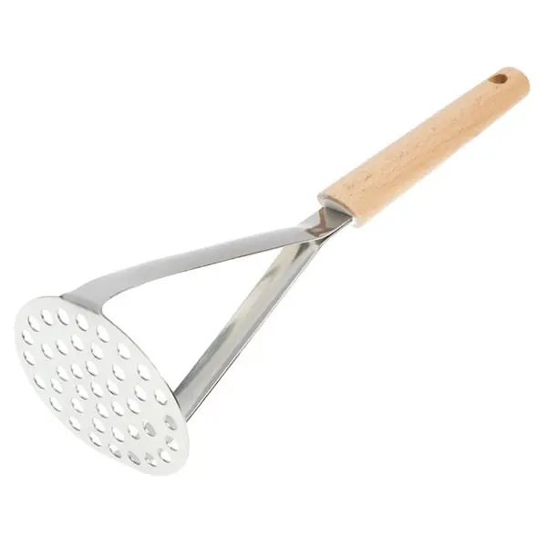 Presa metalica cu perforatii si maner din lemn pentru piure,27 cm