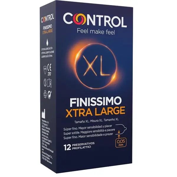 Prezervative Control – Finissimo XL, pentru sensibilitate ridicată și dimensiuni mari, 12 bucăți