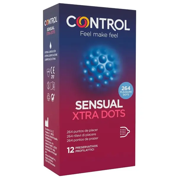 Prezervative Control – Xtra Dots, pentru stimulare suplimentară și plăcere intensă, 12 bucăți