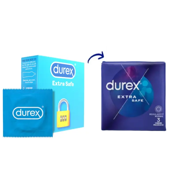 Prezervative Extra Safe, 3 bucati, Durex