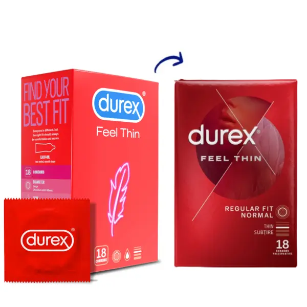 Prezervative Feel Thin, 18 bucati, Durex