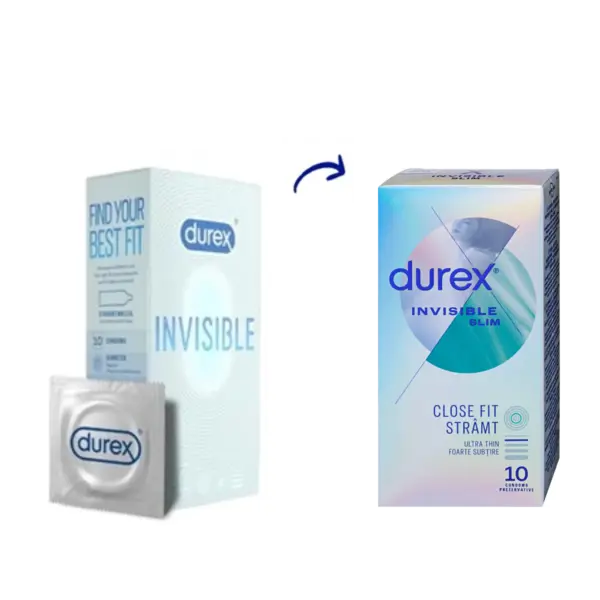 Prezervative Invisible Extra Thin Extra Sensitive, 10 bucati, Durex