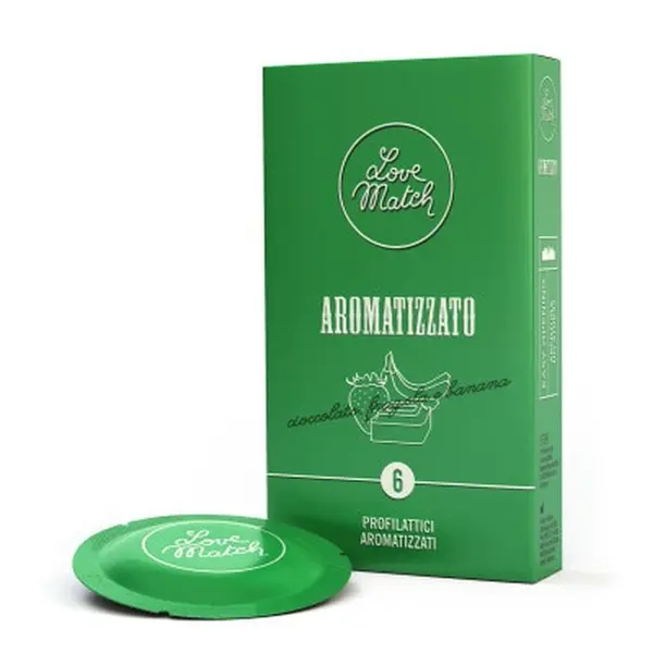 Prezervative Love Match - Arromatizato, aromă de ciocolată, căpsuni si banane, 6 buc