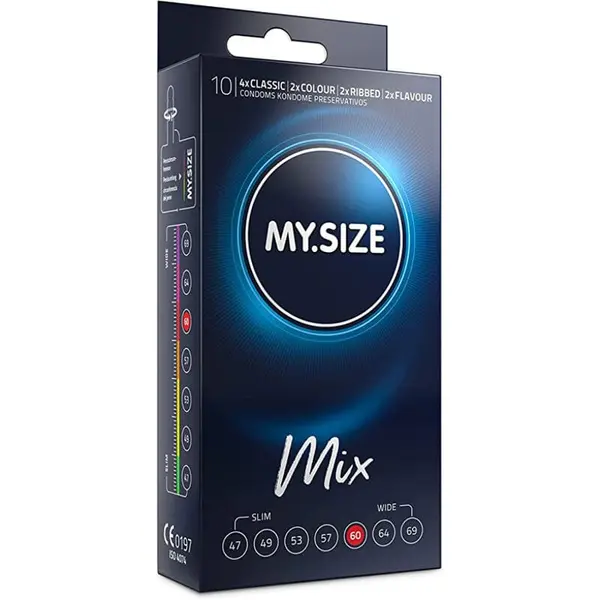 Prezervative MY.SIZE MIX - Condoms 60 mm, ultra-subțiri, pentru confort personalizat și sensibilitate maximă, 10 bucăți