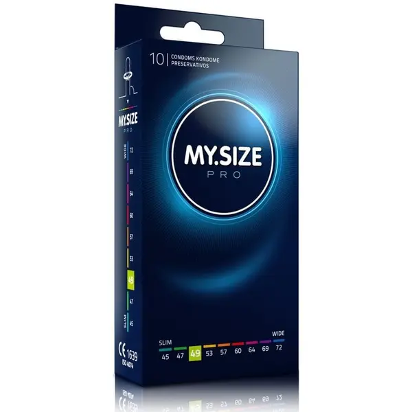 Prezervative MY.SIZE PRO – Condoms 49 mm, ultra-subțiri, pentru potrivire personalizată și sensibilitate naturală, 10 bucăți