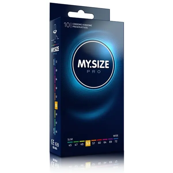 Prezervative MY.SIZE PRO – Condoms 53 mm, ultra-subțiri, pentru potrivire personalizată și confort optim, 10 bucăți