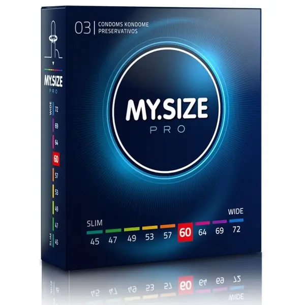 Prezervative MY.SIZE PRO – Condoms 60 mm, ultra-subțiri, pentru potrivire personalizată și sensibilitate naturală, 3 bucăți