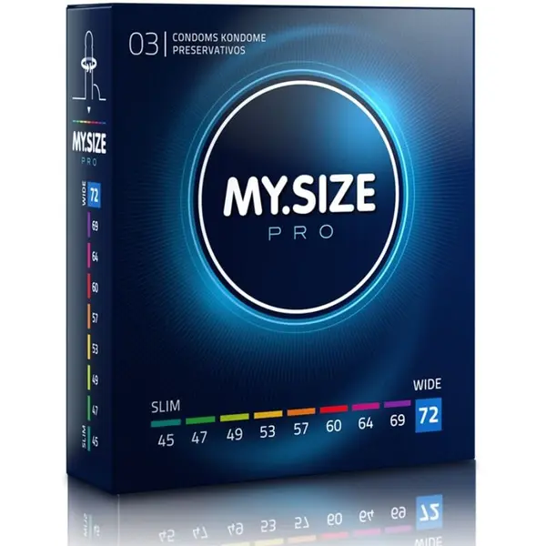 Prezervative MY.SIZE PRO – Condoms 72 mm, ultra-subțiri, pentru potrivire personalizată și sensibilitate naturală, 3 bucăți