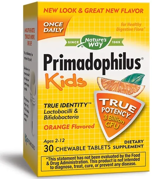 Primadophilus Kids Probiotic, portocală, 30 tablete, Nature's Way