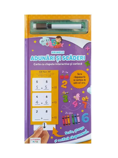 Primele adunari si scaderi. Carte cu clapete interactive si carioca