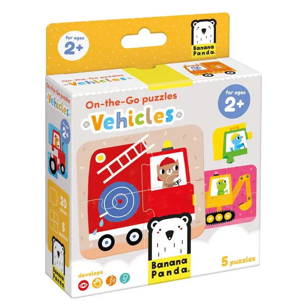 Primul meu puzzle, Banana Panda, On-The-Go, Vehicule, 20 piese