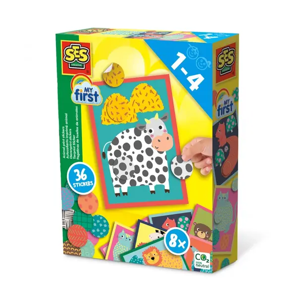 Primul meu set creativ cu carduri animale si 36 stickere autocolante, 1-4 ani