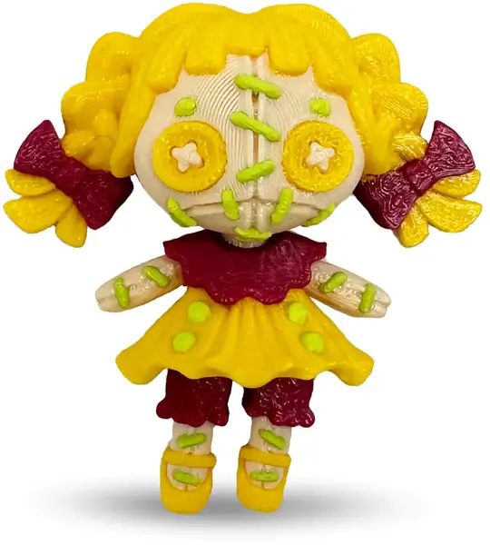 Print 3D de la 3D Morph Lab - Figura Creepy Doll, mini, galben și violet