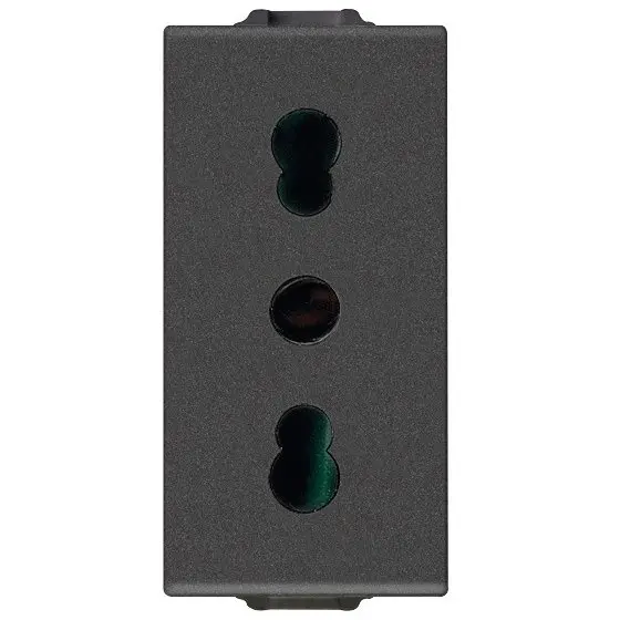 Priza 1 modul standard italian Vimar Neve Up 09203.CM, 2P+E 16A P17/11 carbon matt
