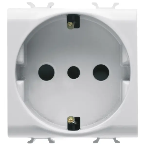 Priza 2 module standard italian/german 2P+E 16A, protectie copii Gewiss Chorus GW10205, alb