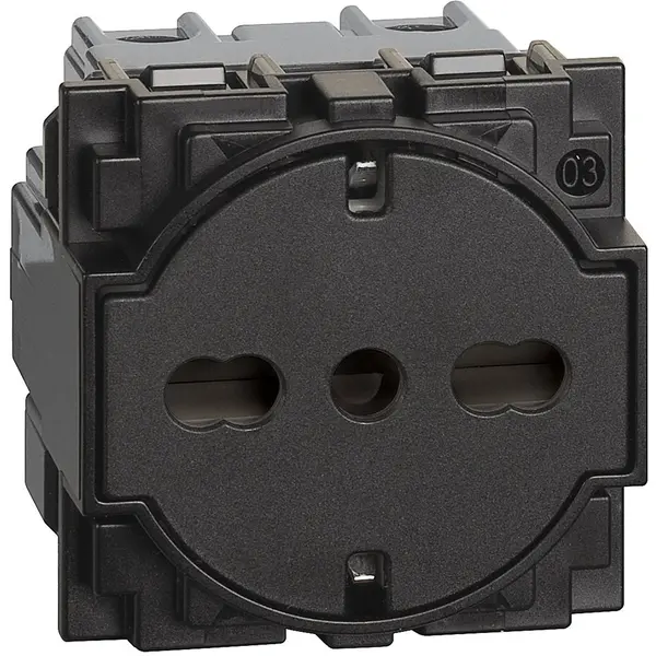 Priza 2M standard german/italian Bticino Living Now KG4140A16F, negru