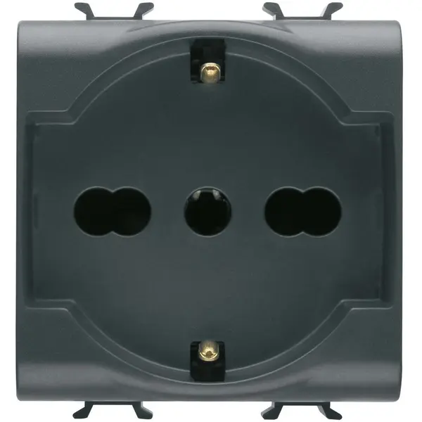 Priza 2M standard italian/german 16A Gewiss Chorus GW12204, negru satin