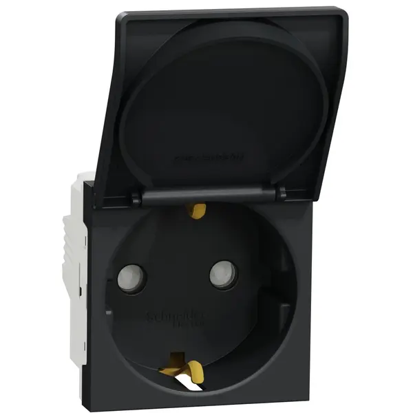 Priza 2P+E 16A, capac, obturator 2M Schneider Noua Unica NU303754TA, antracit