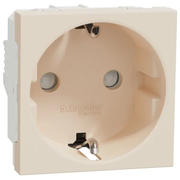 Priza 2P+E 16A cu obturatoare 2 module Schneider Noua Unica NU303744, bej