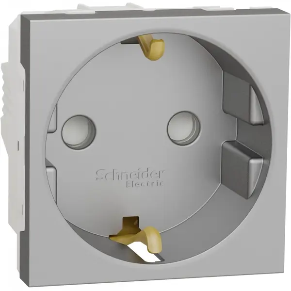 Priza 2P+E 16A cu obturatoare Schneider Noua Unica NU303730, aluminiu