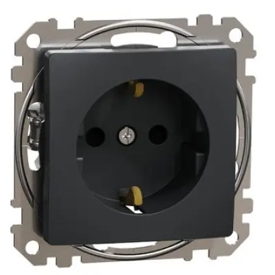 Priza 2P+E cu obturatoare, Schneider, SDD114022, Sedna Design, 16A, 250V, borne automate, antracit