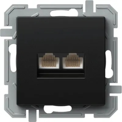 PRIZA, CAT5E KS DUBLA, 2X RJ45 8/8 NEGRU, TEM Modul TEM-KQ39BKXO-U