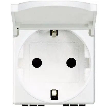 Priza cu capac 2 module Living Light Bticino N4141PW, alb