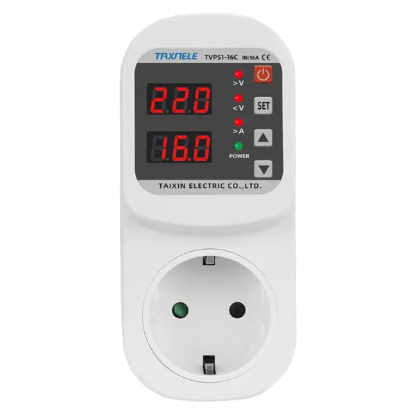 Priza cu protectie la tensiune si curent, 110-220V AC, 16A, TAXNELE TVPS1-16C