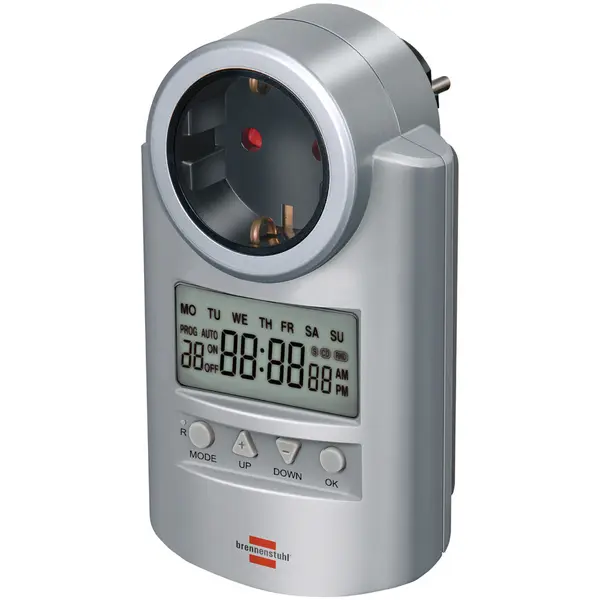 Priza cu timer digital Brennenstuhl Primera-Line DT, IP20, 20 de programe, Argintiu