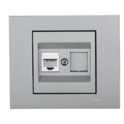 Priza Date (CAT6) ST Grano Met Ovivo OV00135, 16A, 240V, IP20, argintiu
