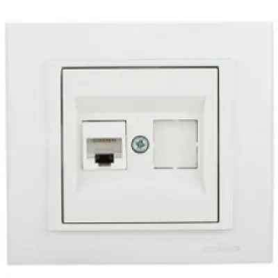 Priza Date (CAT6) ST Mina Ovivo OV00445, 10A, 250V, IP20, Natural alb
