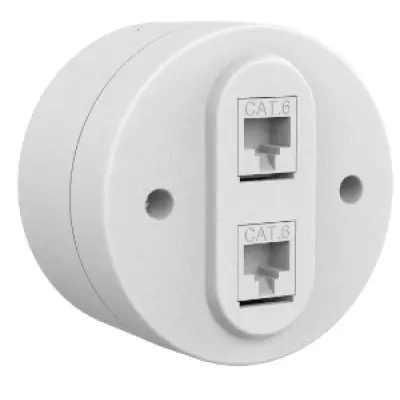 Priza Date Dubla (CAT6) PT xOne Ovivo OV00861, 10A, 230V, IP54, alb