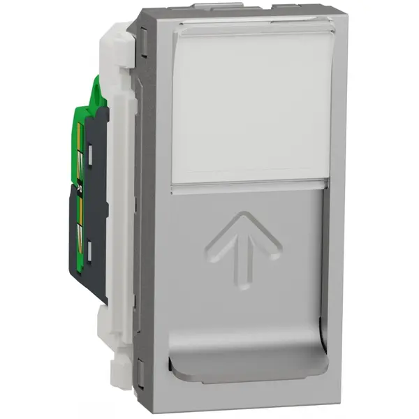 Priza date RJ45 CAT5 UTP 1 modul Schneider Noua Unica NU341030, aluminiu