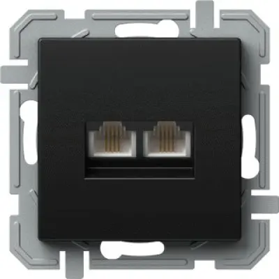 PRIZA DATE TEL KS DUBLA, 2X RJ11 6/4 NEGRU, TEM Modul TEM-KQ38BKXO-U