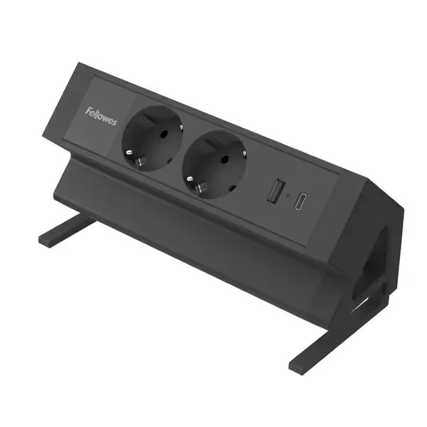 Priza de incarcare Fellowes Filex Power pentru birou Tip F 2 sloturi negru/alb Priza de incarcare Fellowes Filex Power pentru birou Tip F 2 sloturi negru/alb negru