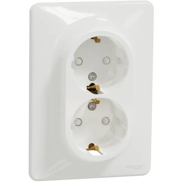 Priza dubla 2P+E cu obturatoare Schneider Sedna Design SDD311221, alb