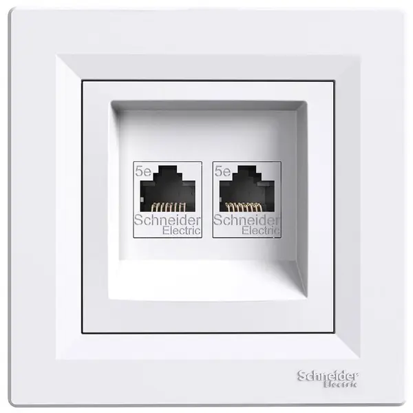 Priza dubla date utp Cat.5E Rj45 alb Schneider Asfora EPH4400121