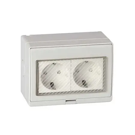 Priza dubla Schuko OEM E-PREX2 (Alb)