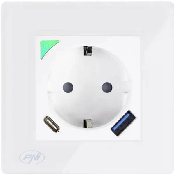 Priza inteligenta PNI SmartHome WP202 WiFi, montaj ingropat, control prin internet, aplicatie dedicata Tuya Smart, compatibila Amazon Alexa PNI-WP202