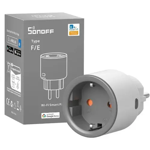 Priza inteligenta Sonoff S60TPF cu Monitorizare Consum, Wi-Fi, Programare si Control (Alb)