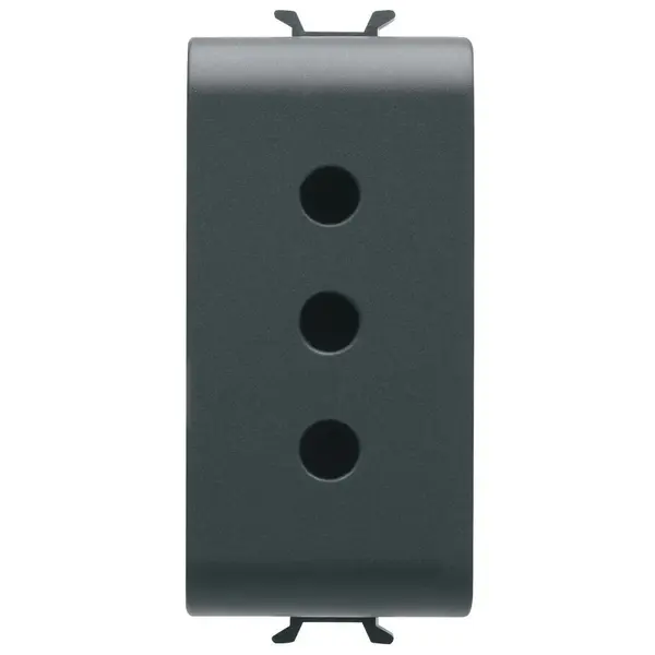 Priza italiana 1 modul Gewiss Chorus GW12201, 2P+E 10A - tip iesire P11, negru satin