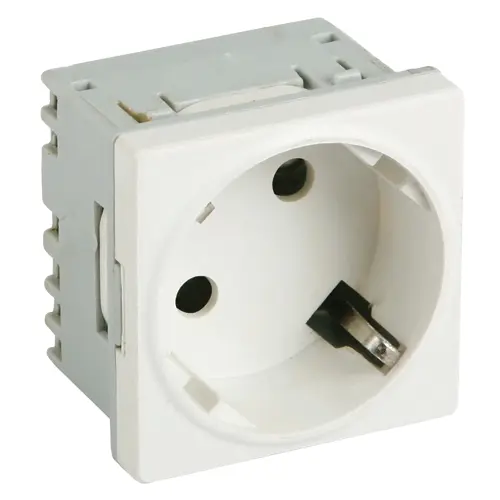 Priză modulară Schuko cu împământare pentru canal de cablu DLX, 16A/250V, alb RAL 9010
